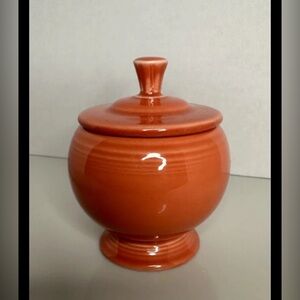 Retired Vintage Persimmon Orange Fiestaware Footed Sugar Bowl with Lid